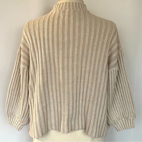 URBAN OUTFITTERS MOCK NECK BALLOON SLEEVE THICK RIBBED LIGHTWEIGHT SWEATER SzXS - Picture 4 of 9